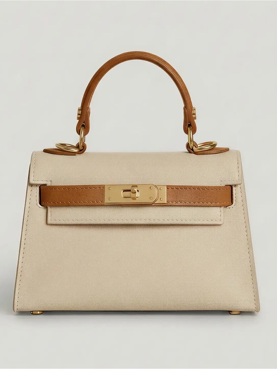 Handbags - Italian Saffiano Leather Top Handle Bag | Cream & Crossbody